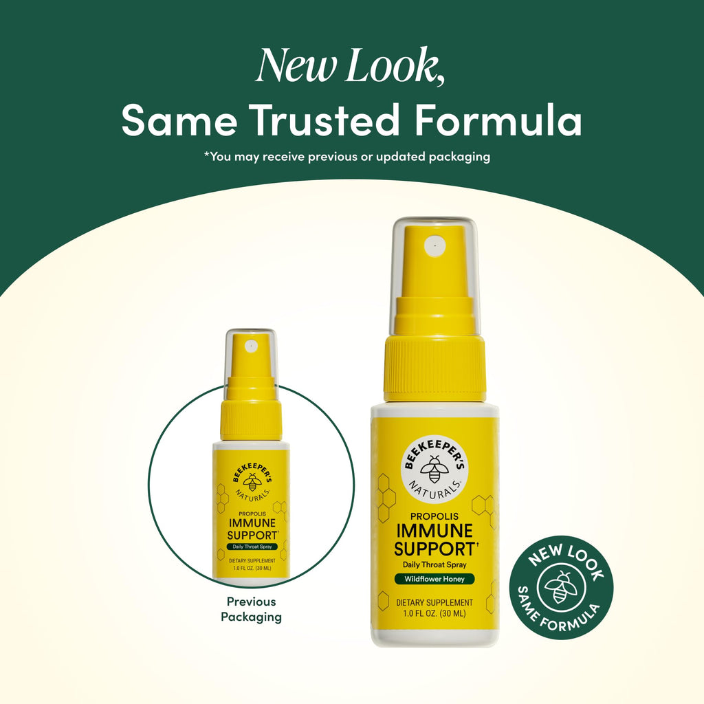 Beekeeper's Naturals Propolis Throat Spray, Natural Immune Support & Sore Throat Relief - Antioxidants, Keto, Paleo, Gluten-Free, 1.0 oz (Pack of 2)