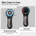 UMICKOO Face Scrubber Exfoliator,Facial Cleansing Brush Rechargeable IPX7 Waterproof with 5 Brush Heads,Electric Face Spin Brush for Exfoliating, Massaging and Deep Cleansing (Black+Gold)