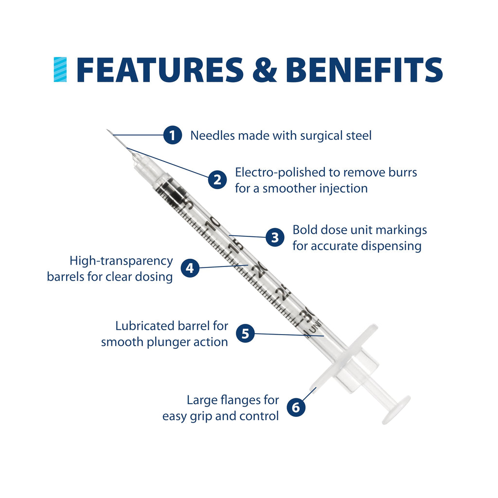 EasyTouch U-100 Insulin Syringes (30G 0.3cc 5/16") - 100ct.