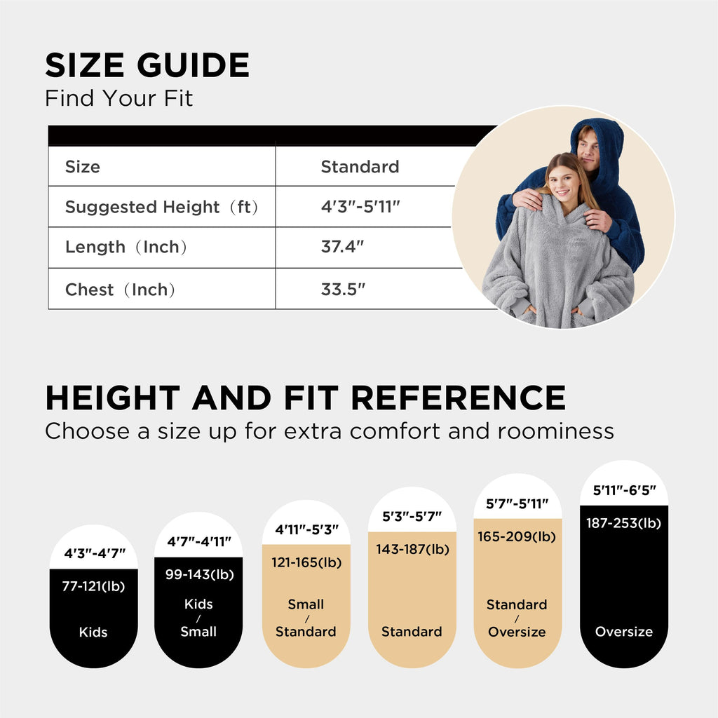 Bedsure Soft Wearable Blanket Hoodies for Women, Grey, Standard