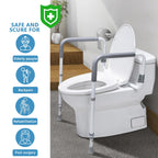 WeHwupe Toilet Safety Rails for Elderly Adults - Adjustable Bathroom Toilet Safety Frame with Handles - Stand Alone Toilet Grab Bar for Senior, Handicap & Disabled,Fits Most Toilets, White, TRX-8002