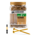 #10 x 2-1/2" Wood Deck Screws 360pcs (5lb Box), Trox Flat-Head Exterior Screws, Multiple Size Available, Tan, T25 Star Bit Included