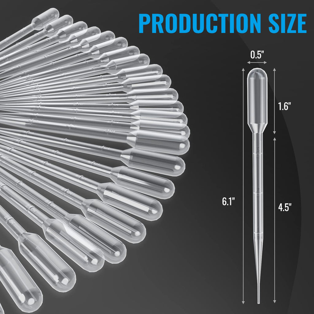 Vabiooth 100Pcs 3mL Disposable Plastic Transfer Pipettes Calibrated Dropper for Science Experiment, Art, and DIY - Easy-to-Use and Safe