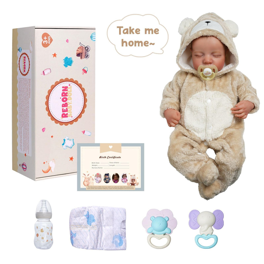 BABESIDE Lifelike Reborn Baby Dolls Boy - 17-Inch Baby Soft Body Realistic-Newborn Baby Doll Silicone Full Body Vinyl Real Life Baby Dolls with Toy Accessories