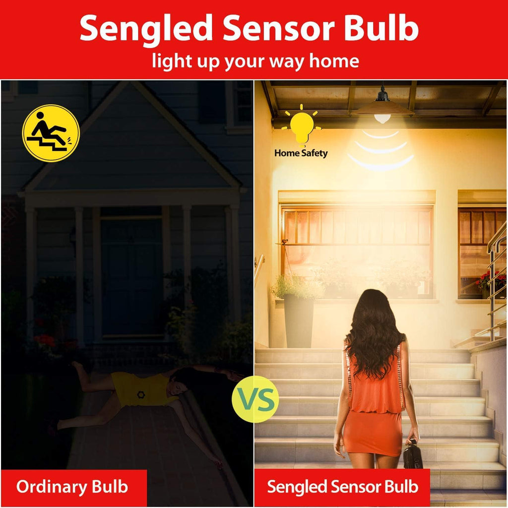 Sengled Motion Sensor Light Bulbs, A19 LED Dusk to Dawn Bulbs 3000K Soft White, Motion Activated Indoor Outdoor Light Bulbs 8.8W (60W Equivalent) 800 Lumens for Porch, Garage, Hallway, 2 Pack