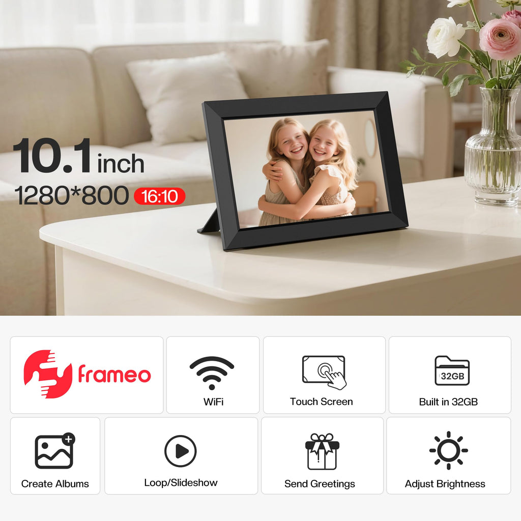 Frameo 10.1" WiFi Digital Picture Frame, Electronic Photo Frames - 32GB