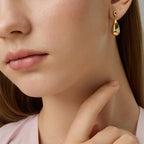 FRUMOS 18K Gold Plated Mini Teardrop Dangle Earrings for Women, 925 Sterling Silver Post Earrings, Lightweight Fashion Jewelry