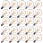 GOOTHY G40 Replacement Bulbs, 120V 5W Incandescent Light Bulbs, C7/E12 Candelabra Base, 1.5 Inch Clear Globe Replacement Light Bulbs for Outdoor String Lights Waterproof, 2200K Warm White, 25 Pack
