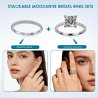 WES 1.5mm Moissanite Wedding Band - 925 Sterling Silver Half Eternity Round Stackable Moissanite Engagement Rings Anniversary Wedding Rings for Women, Size 6.5