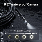 DEPSTECH Inspection Endoscope Camera with Lights: Triple Lens 5" IPS Screen Snake Camera with 16.5FT Flexible Cable, Waterproof 1080P Industrial Borescope Tool for Auto, Wall, Sewer, Pipe, Mechanics