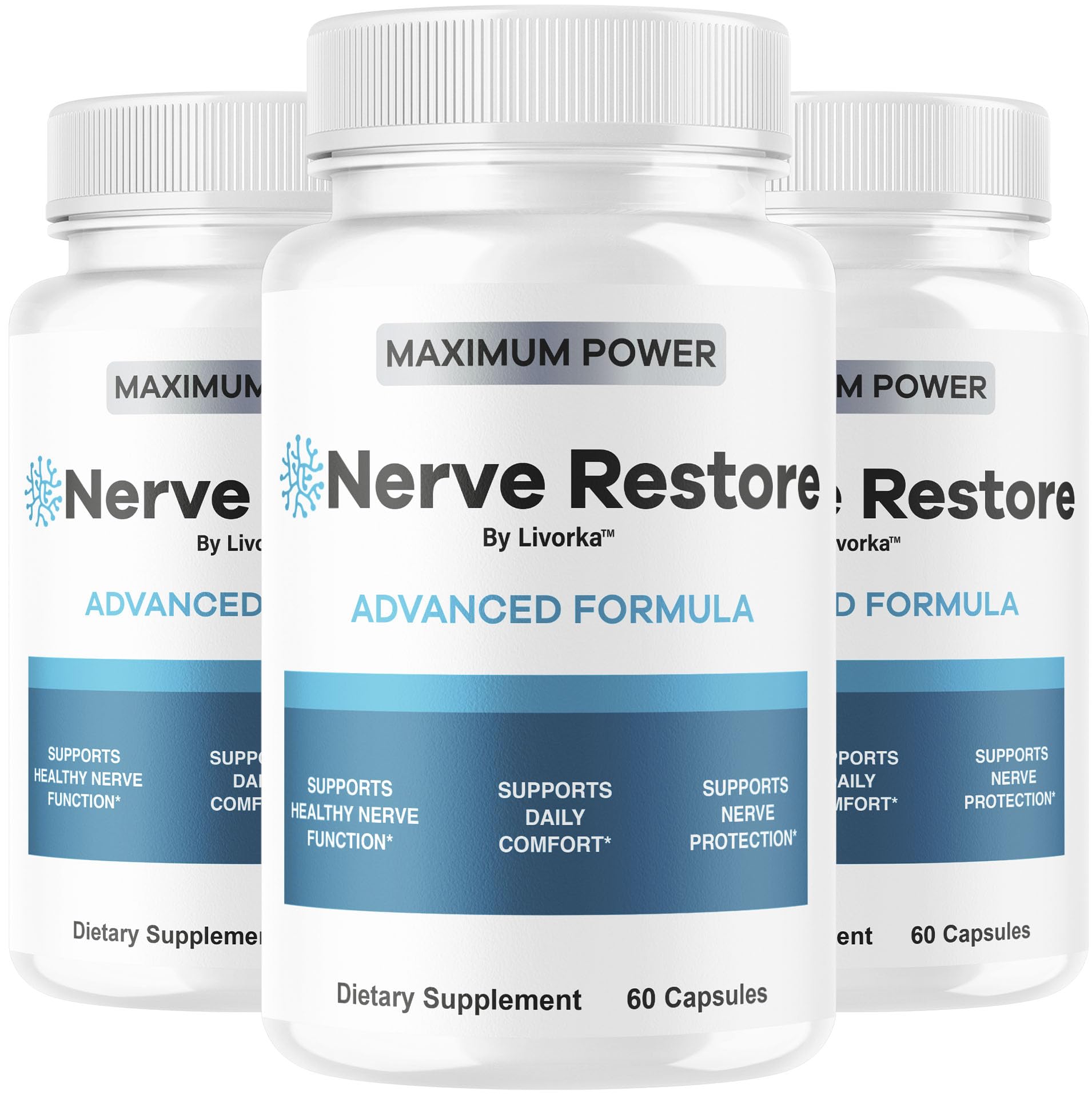 (3 Pack) Nerve Restore - Nerve Restore Advanced Formula Capsules Natural Premium Formula, Daily Pills Support Comfort, Nerve Restored Vitamins Health Wellness, 180 Capsules for 3 Months