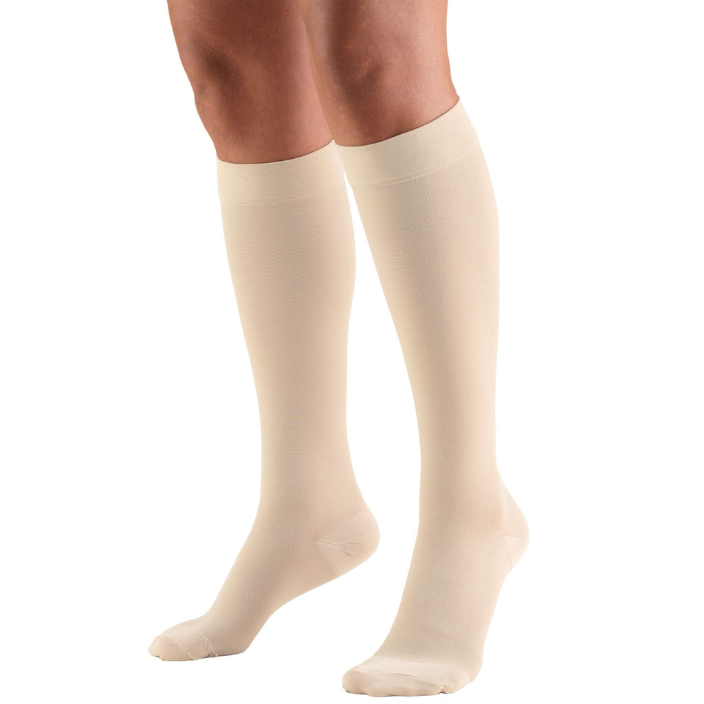 Truform 20-30 mmHg Medical Compression Stockings, Aloe Infused Microfiber, Knee High, Closed Toe, Beige, Medium