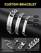 ChainsHouse Custom Name ID Bracelet Stainless Steel Cuban Chain Gift Women Personalized Engrave Bracelets for Men 7mm
