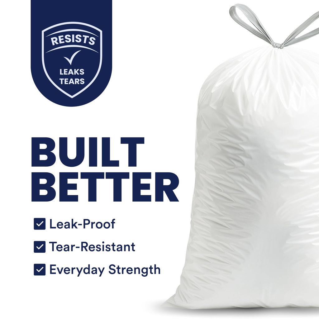 Plasticplace 8 Gallon Trash Bags: Premium White Drawstring Garbage Bag, 0.7 Mil Thickness, Durable Trash Can Liners, Garbage Bags for your Trash Can, Ring Size 22" x 22" (Pack of 100)