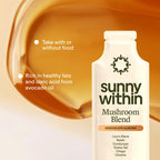 Sunny Within Functional Mushroom - 800mg of Five Mushrooms - Organic Lion’s Mane, Reishi, Cordyceps, Turkey Tail, Chaga - Brain, Stress & Energy Support * - with Choline - 30 Pouches