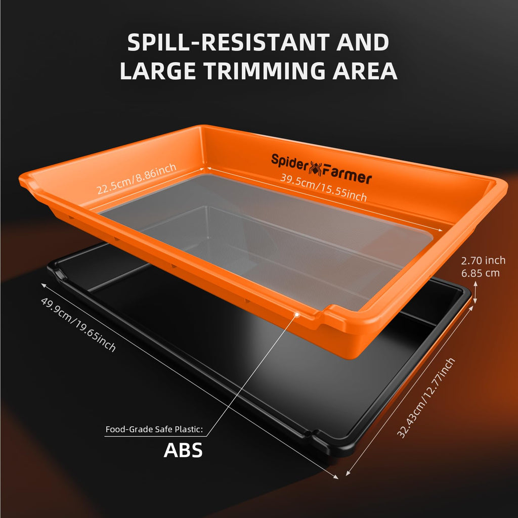 Spider Farmer Trim Tray Kit with Trimming Tray, 150 Micron Precision Screen, Bottom Harvest Bin, Scissors, Brush & Magnifying Card – Collect Pollen and Fine Plant Material