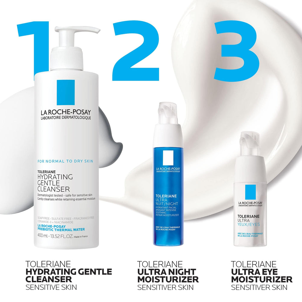 La Roche-Posay Toleriane Dermallergo Night Cream for Face, Intense Soothing Moisturizer with Vitamin E, Allergy Tested, for Sensitive Skin, Formerly Toleriane Ultra Night