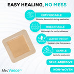 MedVance 10 Pack 4"x4" Silicone Foam Dressing Bordered Dressing, Waterproof Silicone Bandages for Wounds Care, Bed Sore Patches, Super Absorbent Wound Dressing, Self Adhesive Pressure Sore Pads