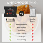 Flock Keto Chicken Skin Chips | Hattie Bs Nashville Hot Flavor | Keto Friendly, Low Carb, High Protein, Flavor Packed, Gluten Free Single Serve Snack | (2.5oz) 4-Pack