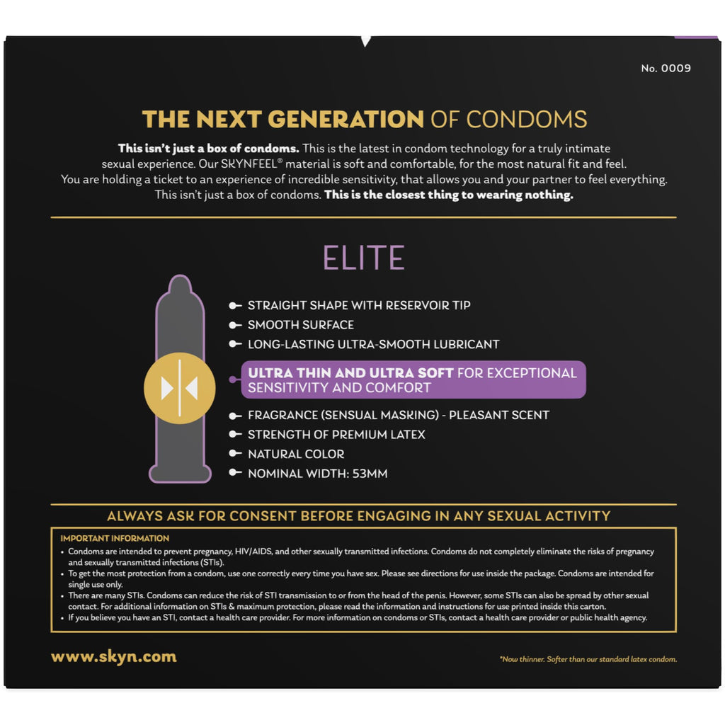 SKYN Elite Ultra Thin Lubricated Latex Free Condoms Value Pack, 46 Count