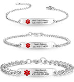 Personalized Medical Alert ID Bracelets for Women & Men Stainless Steel
