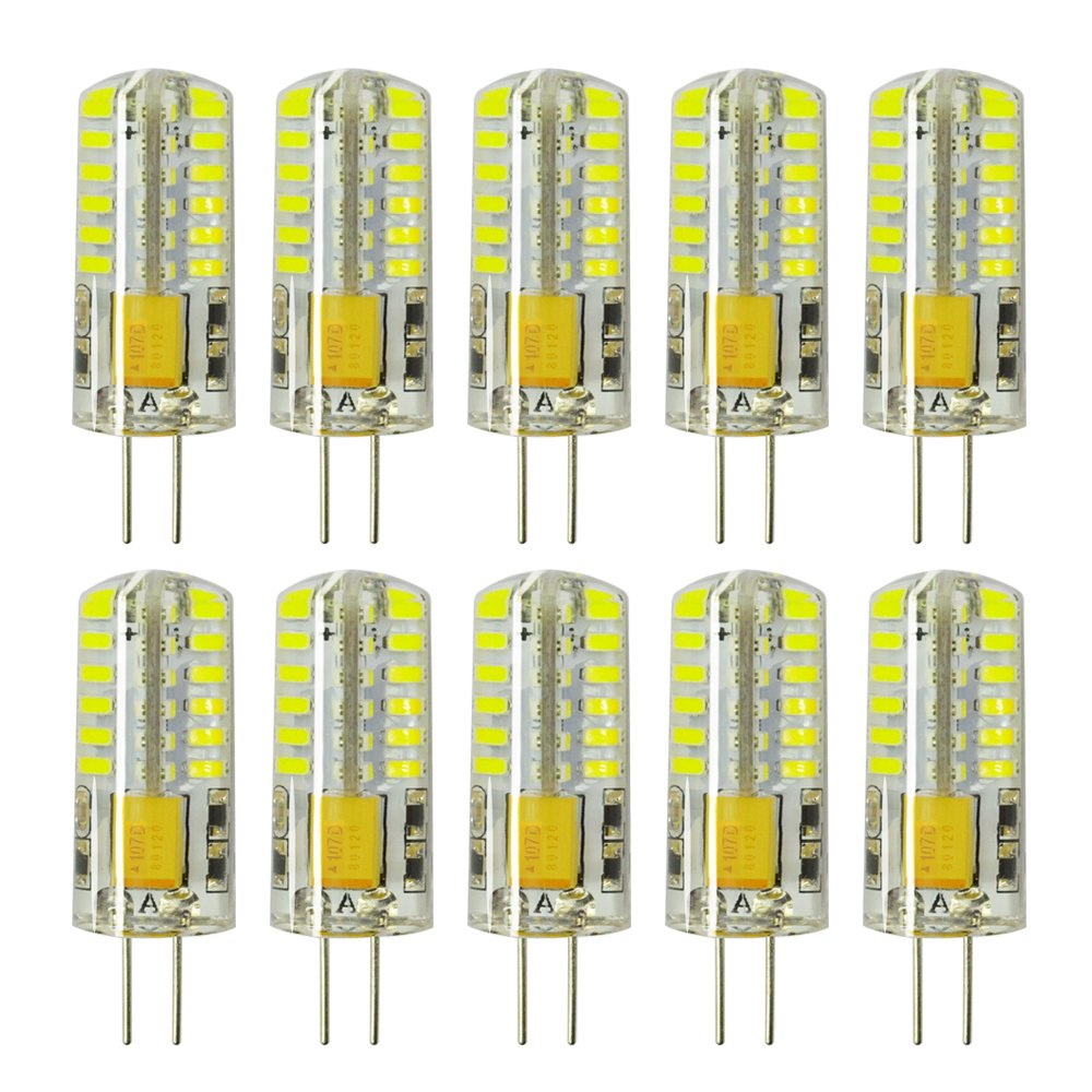 RAYHOO G4 LED Light Bulbs 3W AC/DC 12V 10pcs (White 6000K)