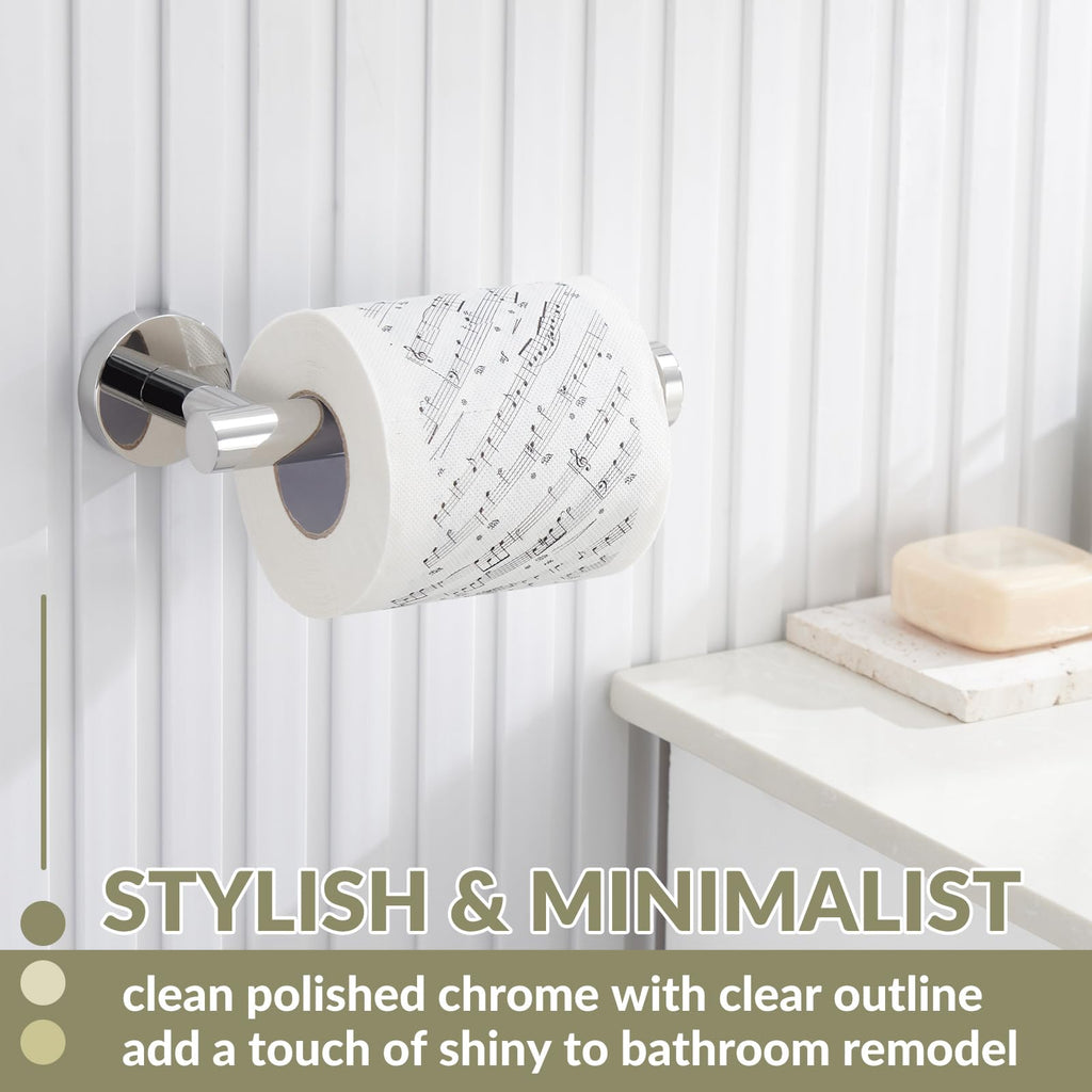 Toilet Paper Holder Polished Chrome, APLusee 304 Stainless Steel Tissue Roll Hanger, Round TP Roll Dispenser for Bathroom Kitchen Washroom, Wall Mount