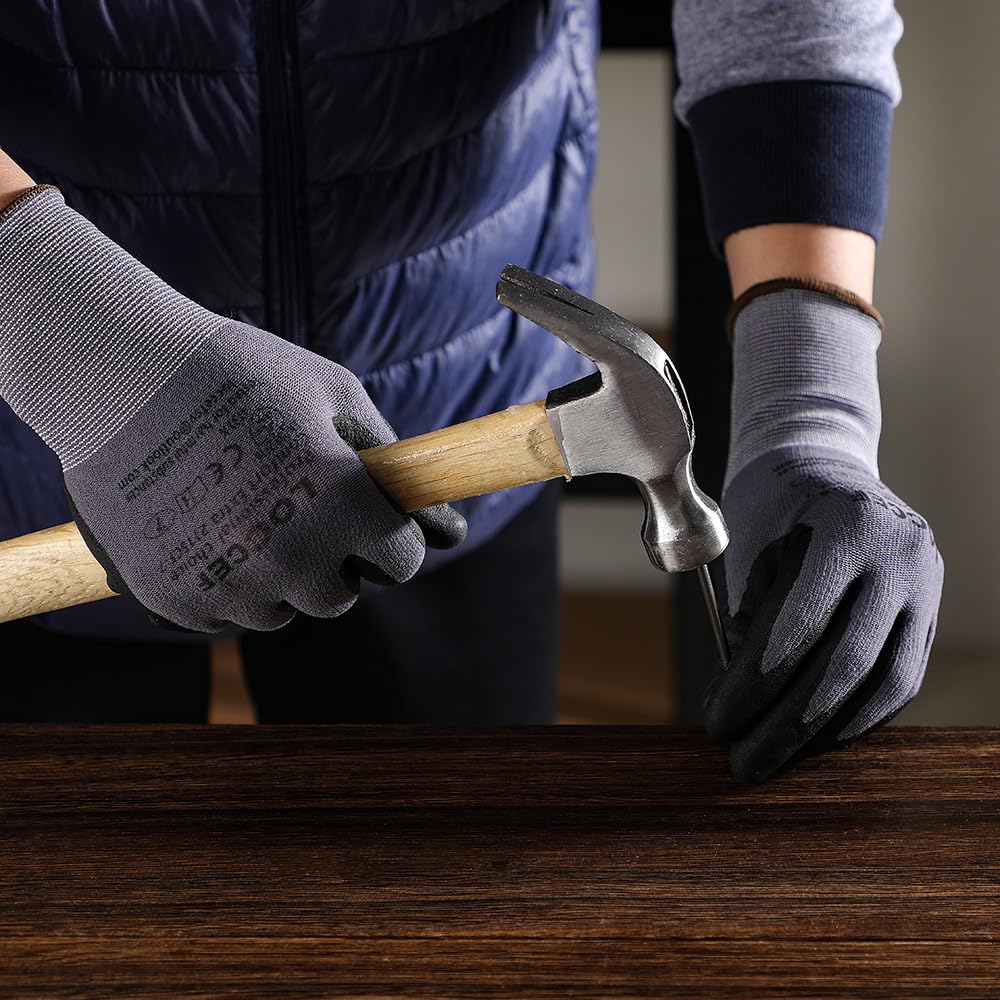 LOCCEF Safety Work Gloves MicroFoam Nitrile Coated-144 Pairs,Seamless Knit Nylon Gloves,Home Improvement,Micro-Foam Gloves（144P 8/M）
