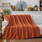 Rust Throw Blanket - Soft & Fluffy Fleece, Cute & Aesthetic, Perfect for Sofa, Couch, Chair, Bed, Living Room & Bedroom, All-Season Use, Plush & Cozy Decorative Blanket