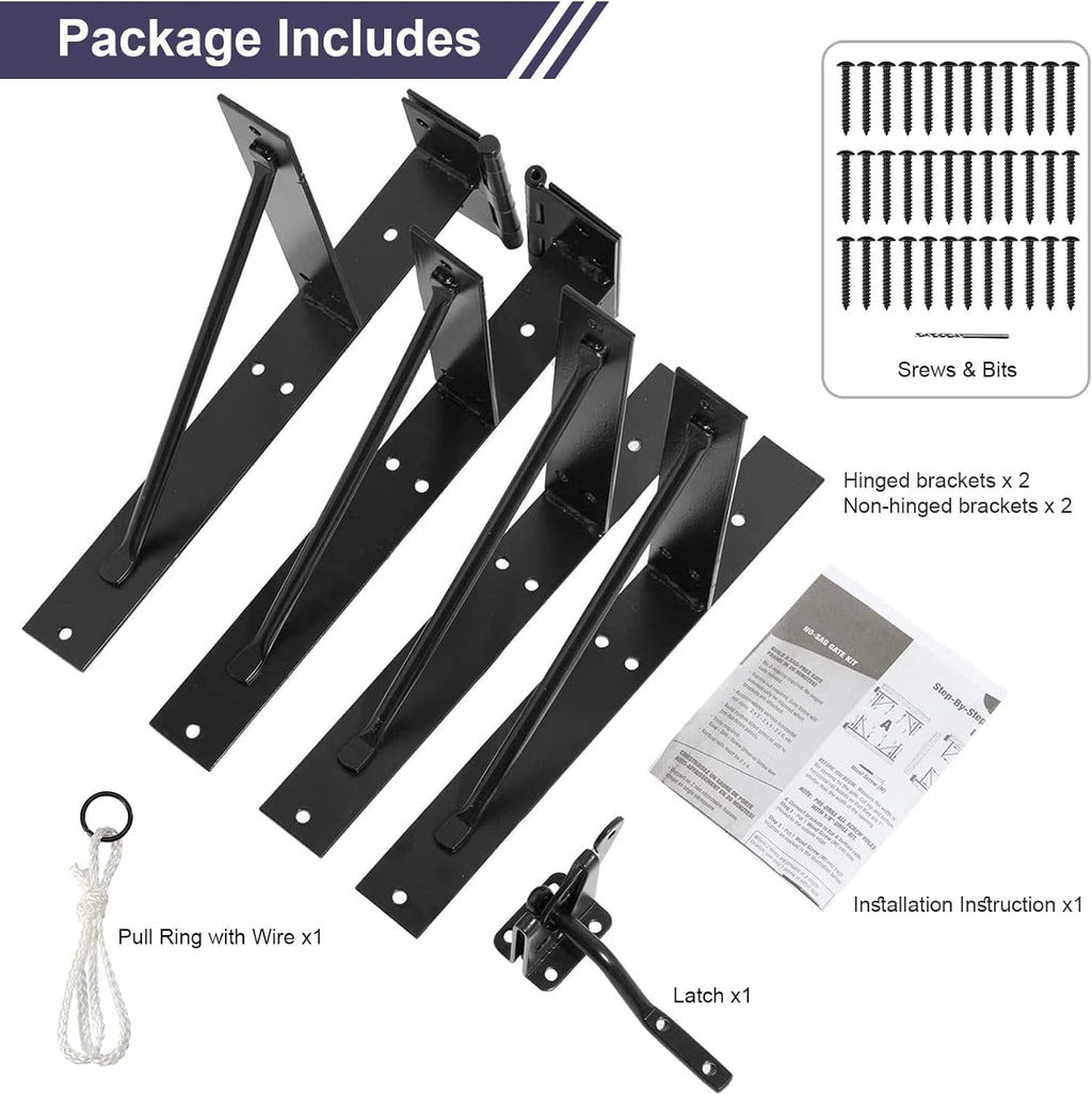 GoldOrcle Anti Sag Gate Kit Heavy Duty No Sag Kit Gate Corner Brace Bracket for Wooden Gate Fence with a Self-Locking Gate Latch (No Sag Kit A - 2Set)