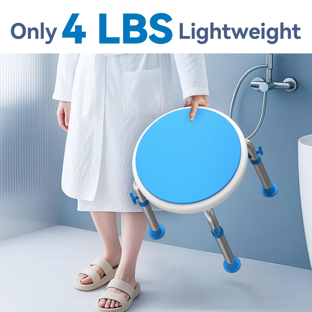 Loyoda FSA/HSA Eligible Swivel Shower Stool with Reinforced Crossing Bar, Height Adjustable Round Shower Chair for Inside Shower, Tool Free Assembly Shower Seats for Adults, 350lbs
