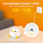 UNEEDE LED Cute Bean Duck Night Light, DoDo Duck Silicone Nursery Night Light Squishy Dimmable Rechargeable Table Bedside Lamp with Touch Sensor for Bedrooms, Living Room Unique Dorm Decor Gift Toy