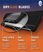 Bakblade 2.0, Back Hair Body Shaver Replaceable Refill Cartridges for 2.0, 3.0 Elite Shavers, Dryglide Technology (6 Razors Included)