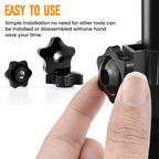 Aifeier ET 16 Pcs 1/4"-20 Inch Knob | Black Nylon Screw-On Type Thru Threaded Nuts | 6-Star Shape Hand Tighten Clamping Knobs (0.25"/6.35mm)