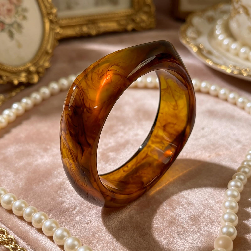 5 PCS Acrylic Resin Bracelet Set For Women Chunky Acrylic Resin Bangles