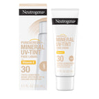 Neutrogena Purescreen+ Mineral UV Tint Face Liquid Tinted Sunscreen - with 100% Mineral Actives & Vitamin E, Enhances Natural Tone, Water Resistant, Broad Spectrum SPF 30, 1.1 fl oz