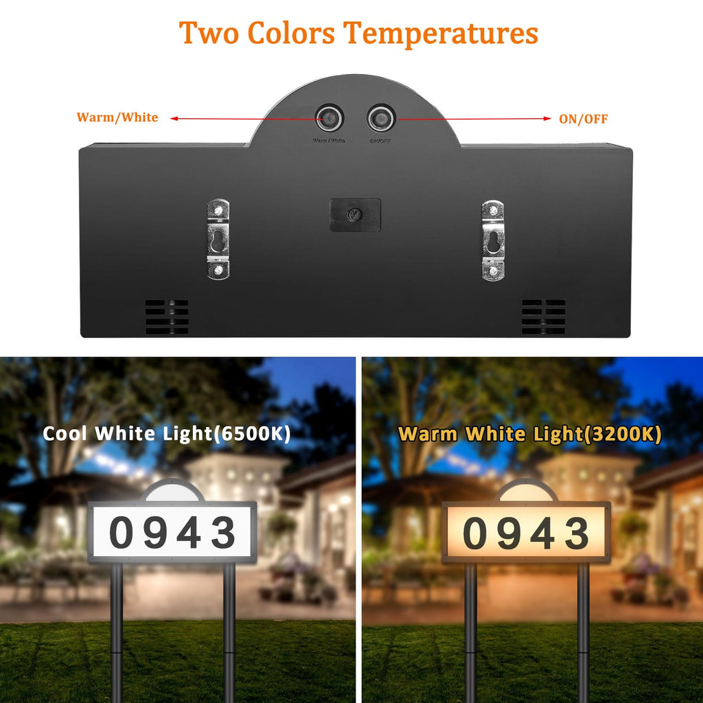 Solar House Numbers for Outside, 45 LED Lighted Address Sign for House Yard, 39inch Tall In Ground & Wall Mount, IP65 Waterproof Solar Powered Address Sign with Cool White or Warm White(Black)