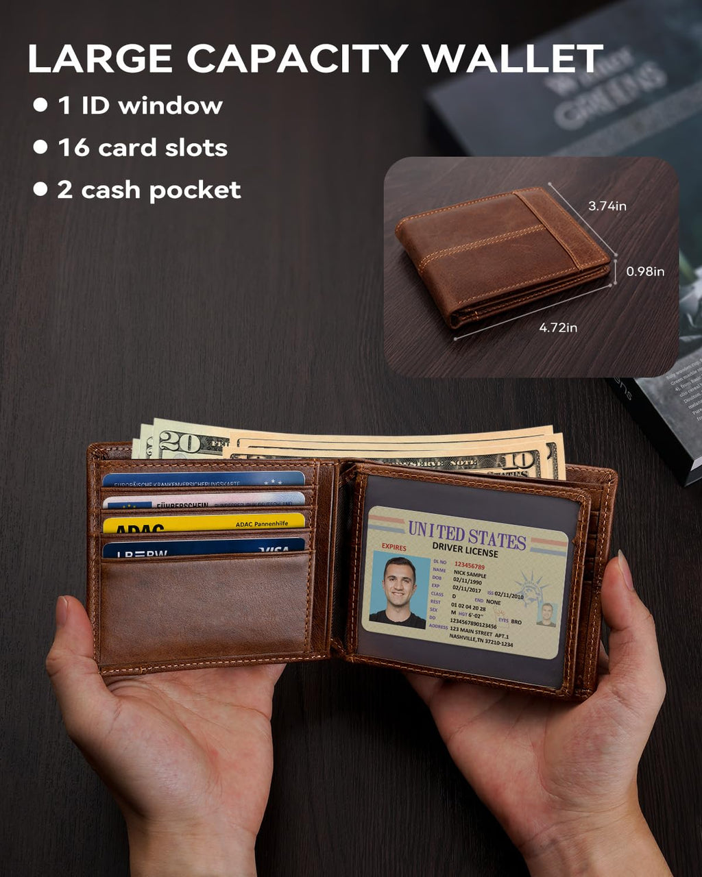 Swallowmall Mens Wallet Rfid Blocking Leather Wallet for Men Bifold Wallets
