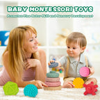 3 in 1 Baby Toys,Montessori Baby Blocks for 0-3-6-12 Months Babies