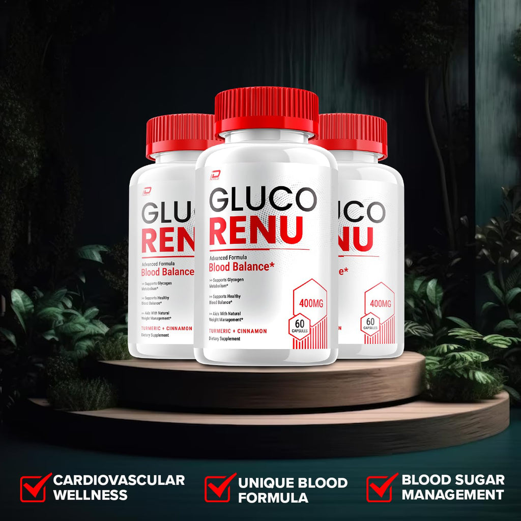 Gluco Renu Capsules - GlucoRenu Advanced Supplement, All Natural Formula to Maintain Healthy Levels, Maximum Strength Formula, Gluco Renuw Capsules Reviews (3 Pack - 180 Capsules)