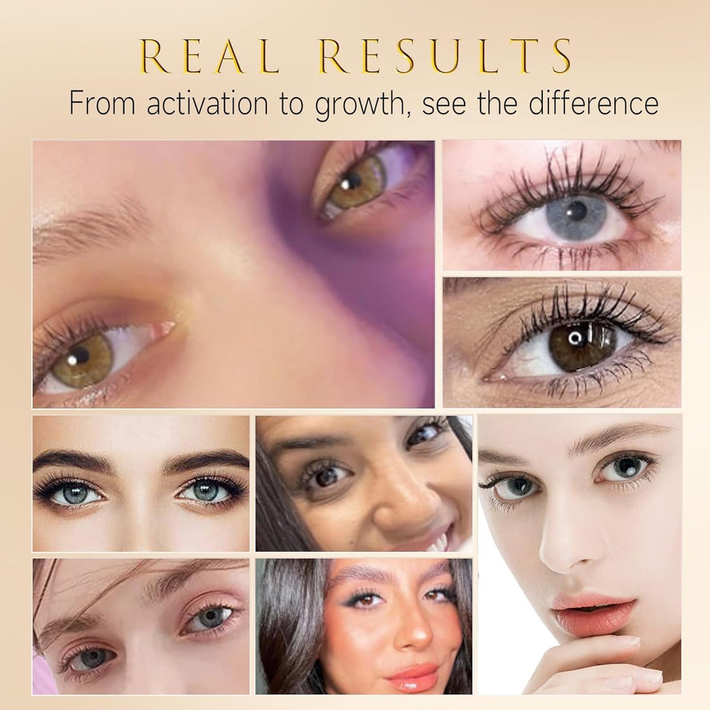 Eyelash Growth Serum – 15 Plant Extracts for Longer, Denser & Robust Lashes, Boosts Natural Lash Development, Enhances Natural Beauty, Hypoallergenic & Oil Free(Bright Gold)