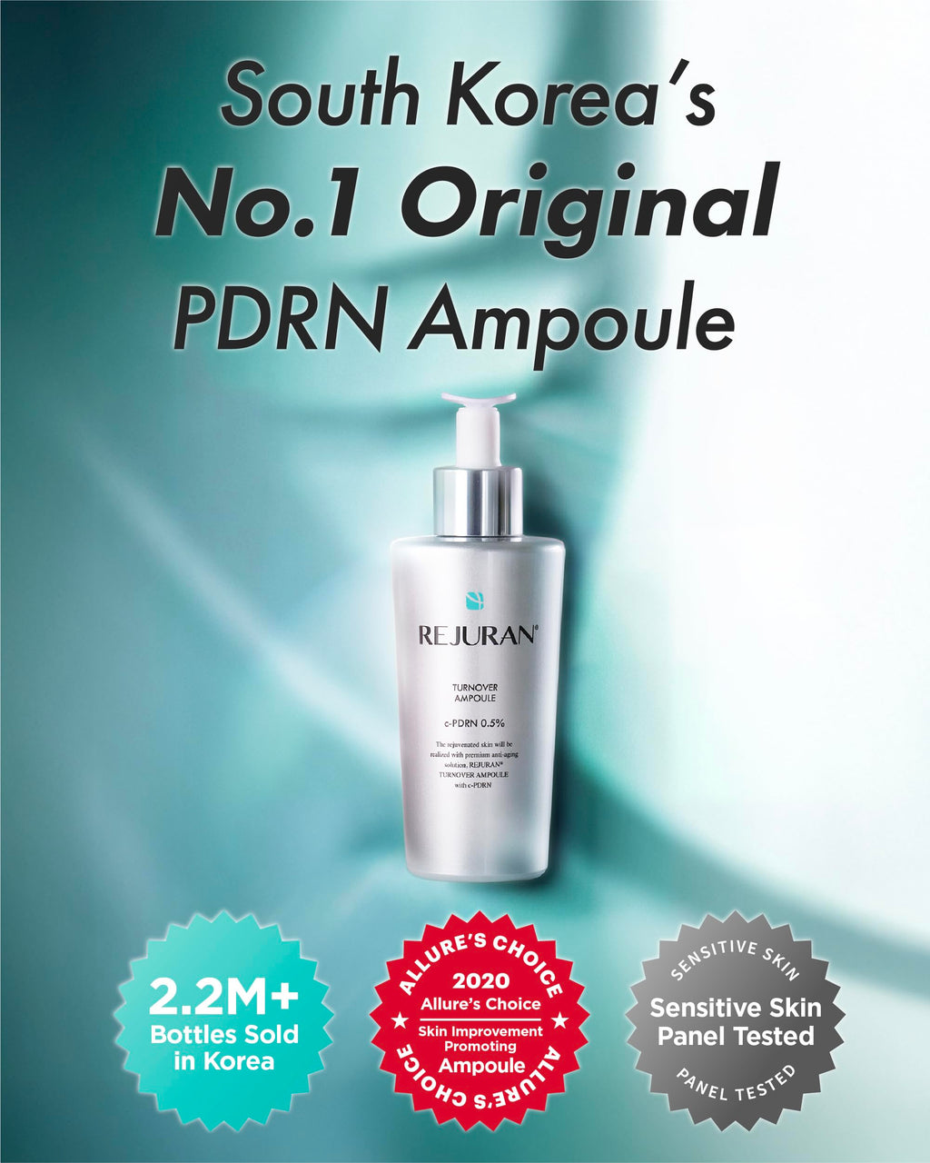 REJURAN® Turnover Ampoule, c-PDRN® [Larger Size] - Original Salmon DNA PDRN Face Serum for Rejuvenation, Firming, Hydration & Youthful Glow, Smooths Skin Texture. Korean Skincare (1.69 fl oz)