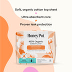 The Honey Pot Company - 64ct - Sanitary Pads for Women - Non-Herbal Heavy Overnight w/Wings - Organic Cotton Cover & Ultra-Absorbent Pulp Core - Feminine Care