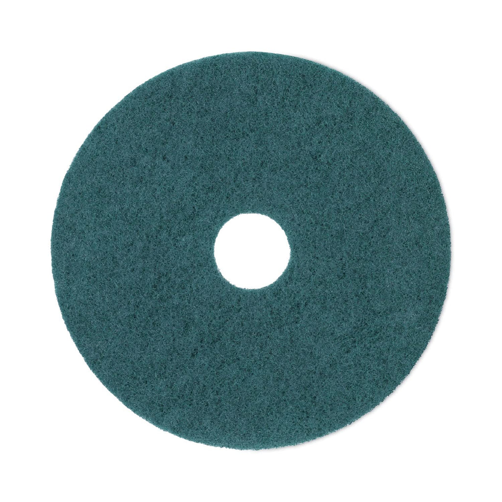 Boardwalk Heavy-Duty Scrubbing Floor Pads, 17" Diameter, Green, 5/Carton