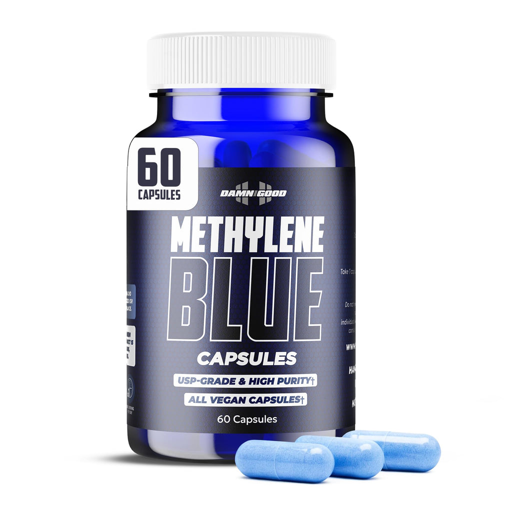 DAMN GOOD The Hodge Twins Ultra Methylene Blue Capsules - Pharmaceutical Grade Supplement - 10mg USP Grade - Vitamin C, for Brain Health, Focus, Energy