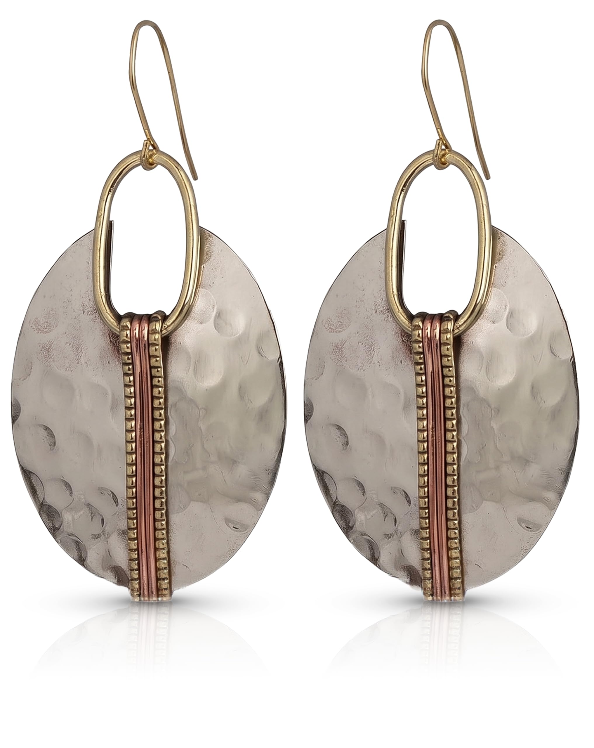 SPUNKYsoul Boho Mixed Metal Dangle Earrings, Artisan-Inspired Style Jewelry