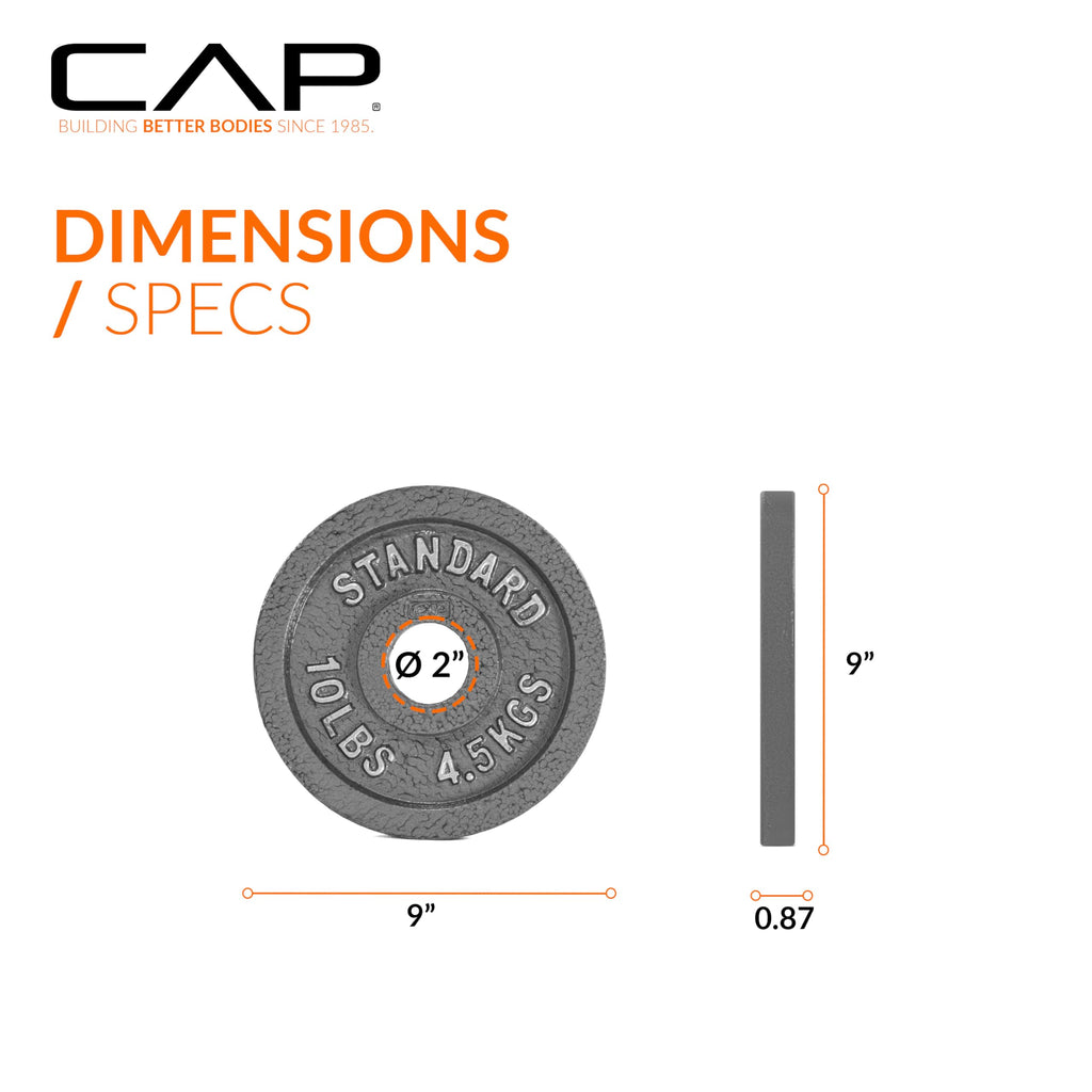 CAP Barbell Olympic 2-Inch Weight Plate, GRAY 10 LBS