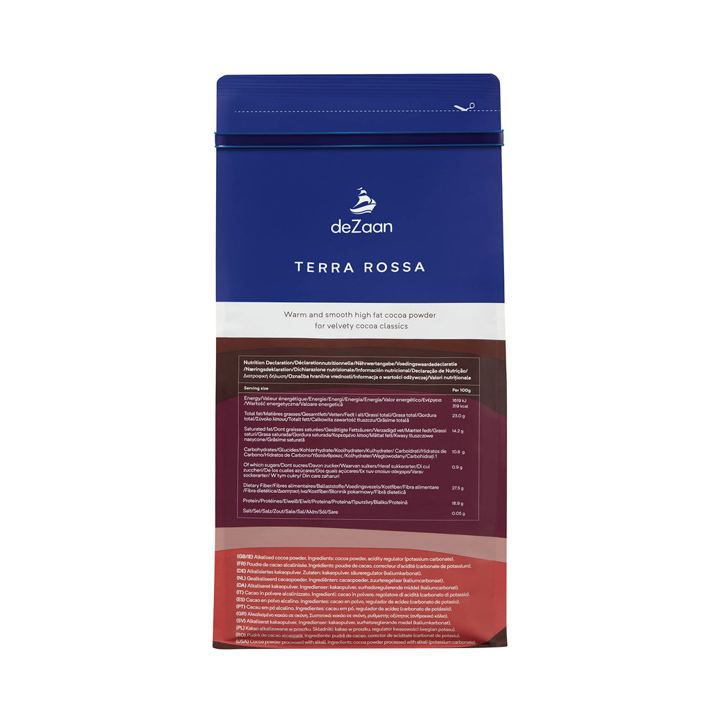 deZaan Holland Terra Rossa Dutched Cocoa Powder, 22-24% Fat, Finest Dutch Quality Since 1911