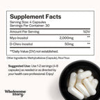 Wholesome Story Myo-Inositol & D-Chiro Inositol Supplement for Women | Fertility Supplements for Hormonal Balance & Ovarian Health Support | Myoinositol | Ideal 40:1 Ratio | 30 Servings