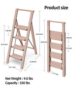 Taranta 4 Step Ladder, Lightweight Aluminum Step Stool with Convenient Handgrip, Folding Ladder with Anti-Slip Pedals, 330lbs Capacity Stepladder for Home, Office, Kitchen - Peach Pink